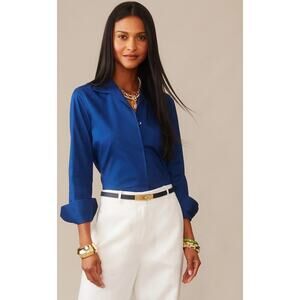 VTG J McLaughlin Navy Oversized Button Down Power Shirt Large EUC